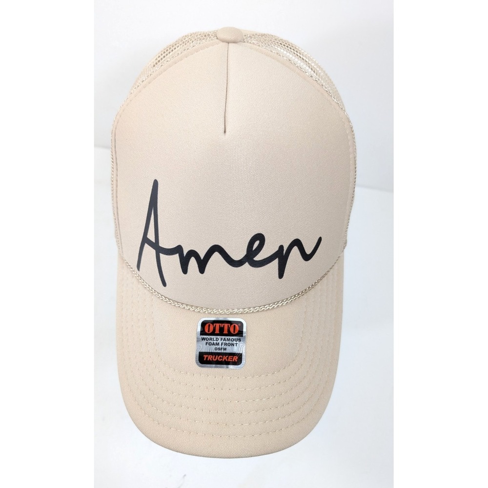 Amen Beige Men's and Women's Otto Brand Trucker Hat OSFM Foam Front